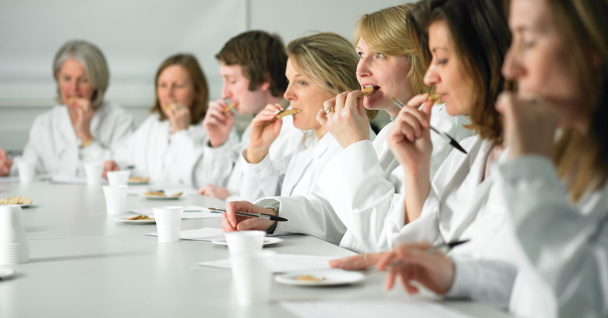 Team conducting a food sensory tasting session